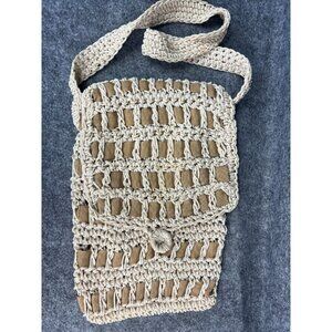 Vintage Bambergers New Jersey Purse Ivory Knit Crochet Woven Italy Made